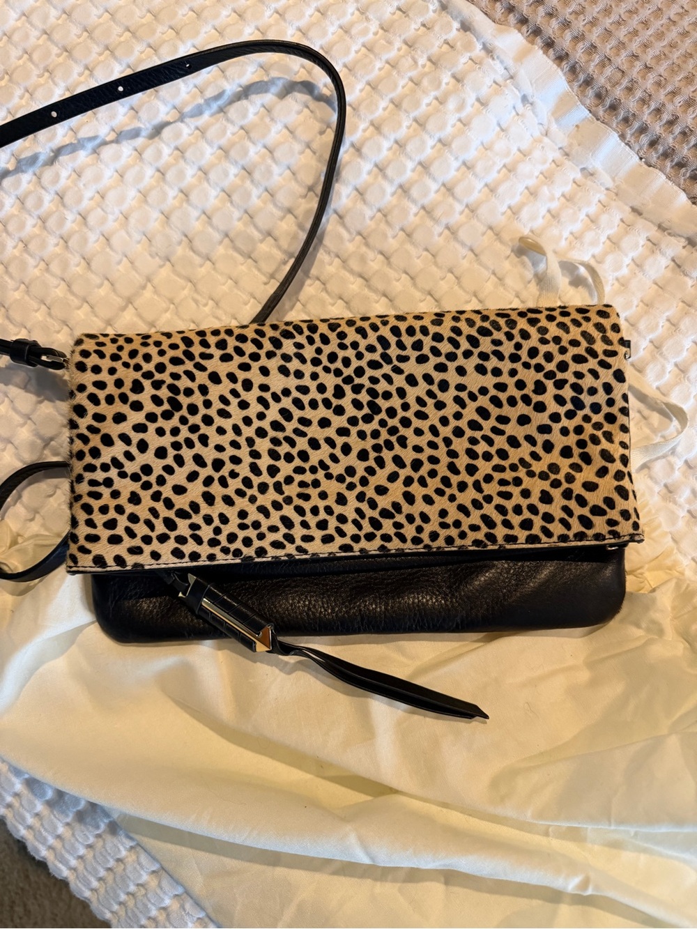 Stella & Dot Leopard-Print Foldover Crossbody - Black & Tan